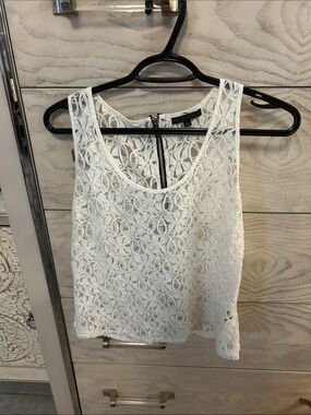 Lucca Couture White Lace Camisole with Back Zipper